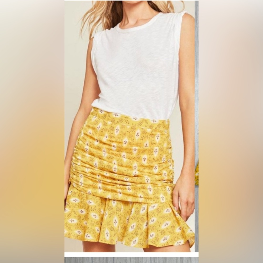 Veronica Beard Yellow Patterned Mini Skirt
